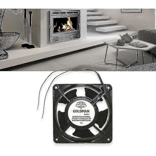 Højtemperatur Axial Blæser Til Pejs - Indsættelig, Metalblade, Lydløs, Universal (120 X 120 X 38mm)