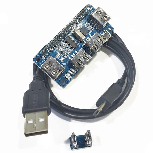 4 Ports USB HUB HAT til 3 / 2 / Zero W Udvidelseskort USB til UART til Seriel Fejlfinding