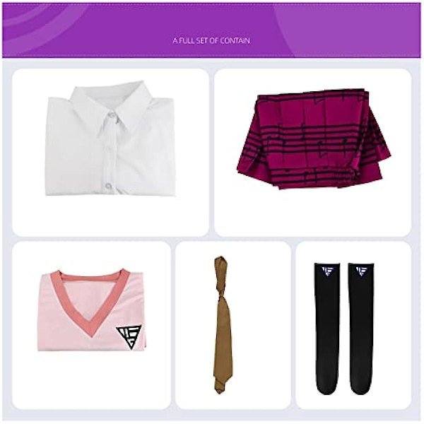 Da-nganronpa V3 Cosplay Kostym Akam-atsu Ka-ede Anime Cosplay Outfit Uniform Kläder Skjorta Kjol Kvinnor Fest Halloween Kostym XS