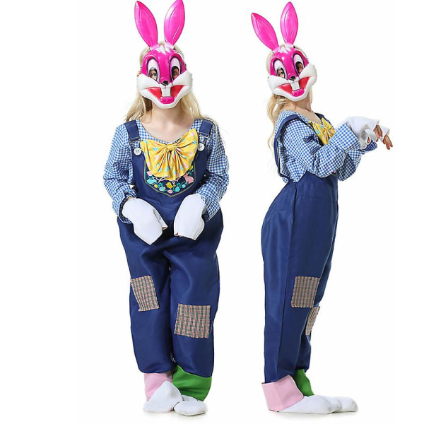 Karneval Halloween Påskehare Maskot Kostume Unisex Forælder Barn Uhyggelig Rollespil Cosplay Fancy festkjole Boy L