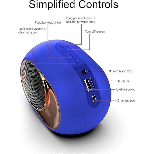 Nya Modeller Bluetooth 5.0 Subwoofer Stereo Hi-fi Tws Trådlös Bluetooth Högtalare Stöd För U Disk (blå)