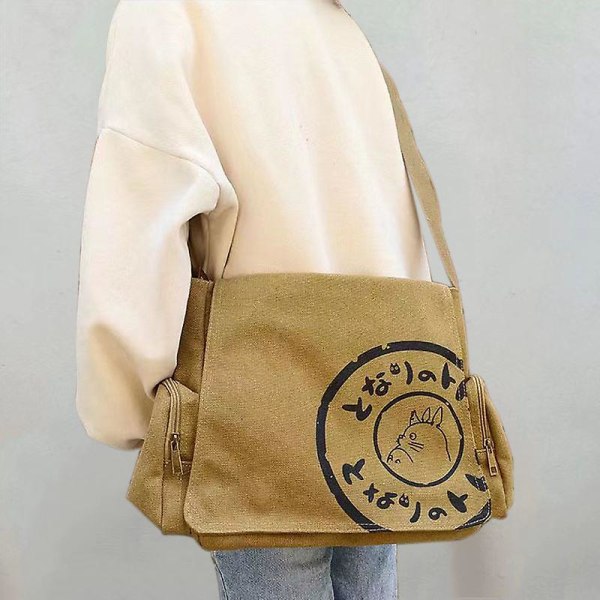 Totoro Messenger-väska i canvas för kvinnor för damer Khaki