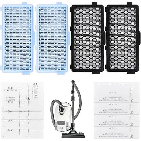 4-pakning C3-filter for Miele støvsuger Compact C1&C2, Complete C2&C3, S8340, Active Air Clean 50-filter for Miele S4000