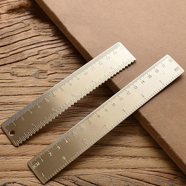 Retro Nostalgisk Mässingsskala Linjal Ritning Arkitekt Konstruktör 15cm Våg