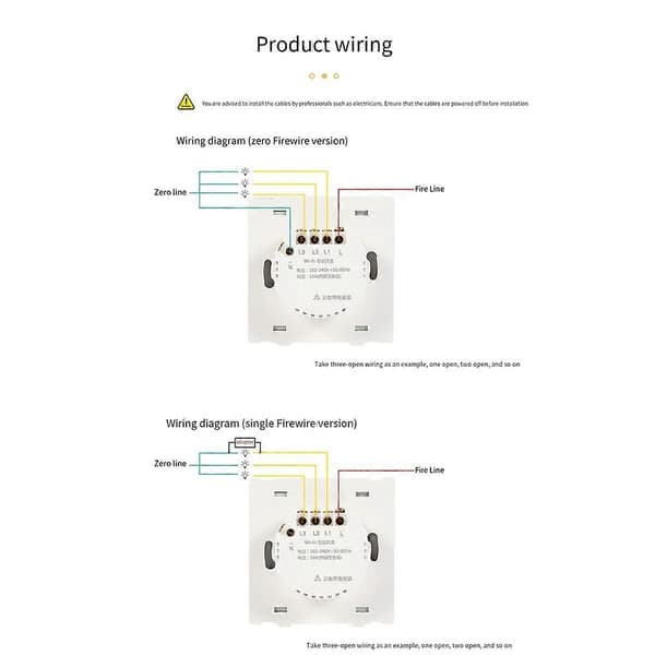 Tuya Smart Bryter Wifi og Rf Radiofrekvens Smart Bryter Null Strømførende Ledning 2 Bryter Gull