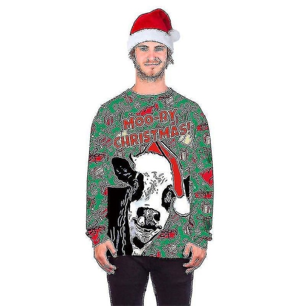 Unisex julegenser 3d digitalt trykk Holiday Party Crew Neck Sweatshirt Pullover BFT161 XL