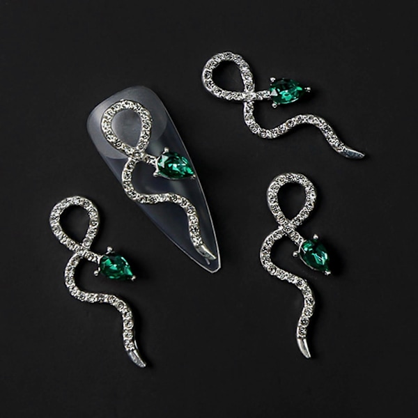 Rhinestone Nageldekorationer Metall 3D Orm Nagelkonst Design Dekorationer Nagelsmycken