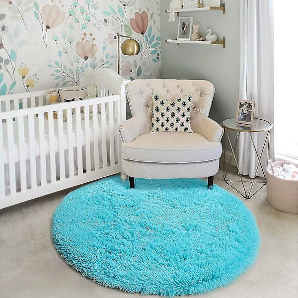 Tflycq Blush Round Teppe For Soverom, Fluffy Circle Teppe 4'x4' For Barnerom, Furry Teen For Tenåringsjenter Rom, ragget Sirkel Teppe For Barnehage Rom, fuzzy P