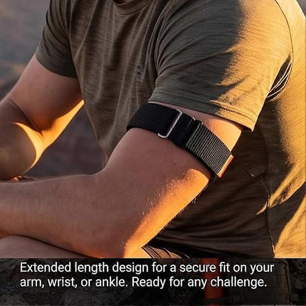 Nylon Bicep Bånd til Google til Fitbit Air, Justerbart Overarms Sports Loop Armbånd Tilbehør Black