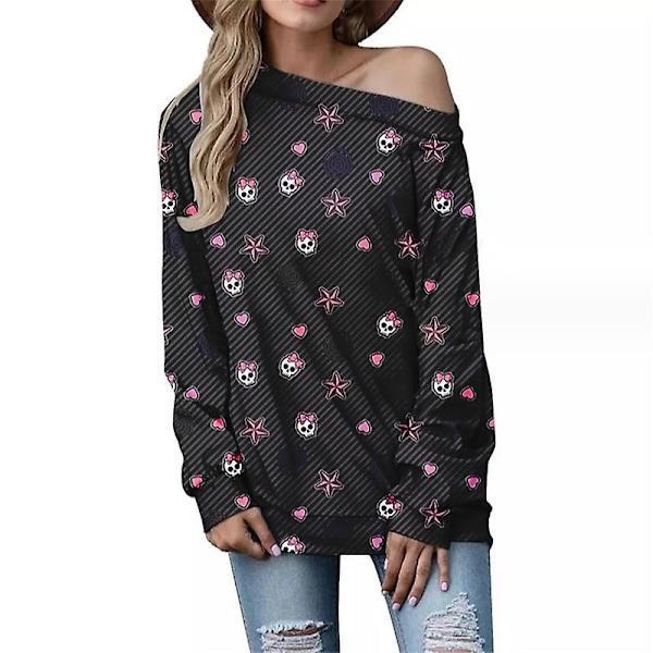 Kvinder Slouchy Shirts Halloween Græskar Langærmede Sweatshirts Pullover COLOR 2 4XL