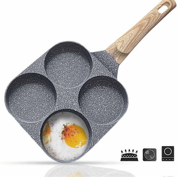 Nye modeller 1 stk. Ny stil Fire-kop Stegepande, Medicinsk Sten Non-Stick Stegepande til Morgenmad, Opdelt Æggepande Egnet til Gas Komfur og Indu