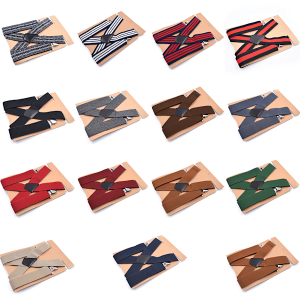 Herr Hängselhängslen seler 5 cm rygg Heavy Duty Biker Snowboard Bukser Elastiske 4 klips Wine Red