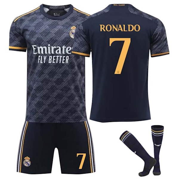 23-24 Real Madrid bortatröja nr 7 Ronaldo barn och vuxen fotbollströja träningsset No.7 Ronaldo No.7 Ronaldo 26