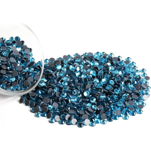 600 st Hotfix Aquamarin Strass för DIY-hantverk, SS30 (6,3-6,5 mm) Akvamarin Aquamarine SS30