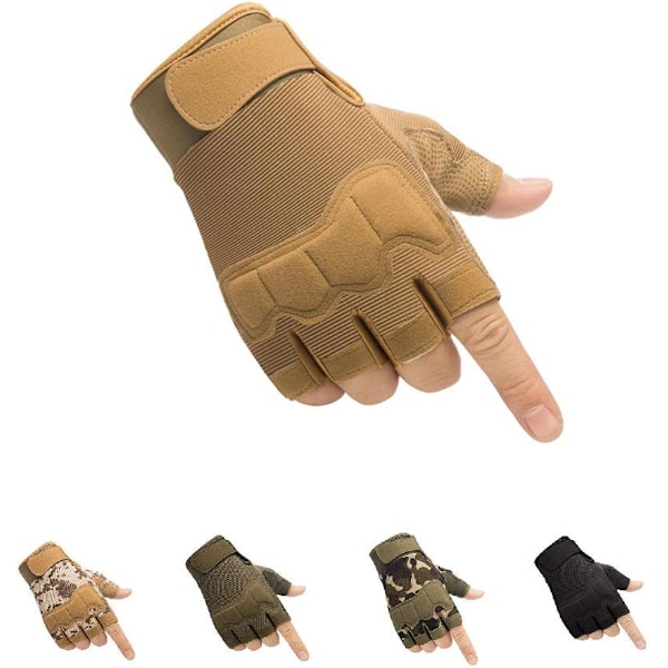 (L) Taktiske fingerløse handsker, gule, lette, åndbare og beskyttende udendørs militærhandsker til skydning, jagt, coto, klatring