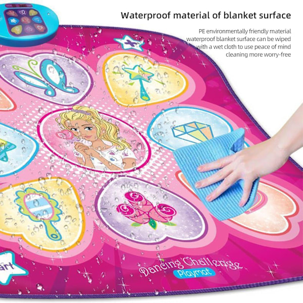 Bestselgende dansematte for barn - 7 spillemoduser, 10 utfordringsnivåer, 10 innebygd musikk og LED-lys pink