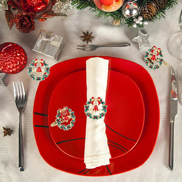 Julekrans Serviettringer 6PCS Jule Serviettringer, Christm