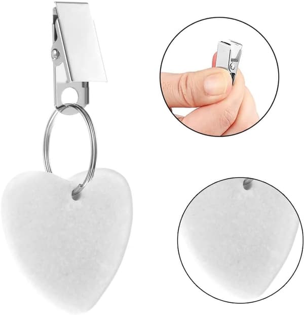 8 dugvægtsclips - 4*4 cm, marmor og hjerteformet - til picnic, camping, bryllup - hvid