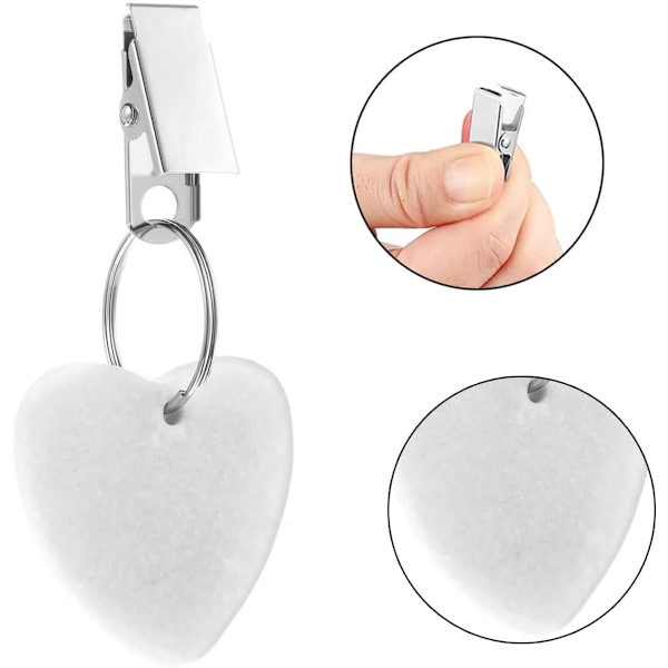 8 dukviktsklämmor - 4*4 cm, marmor & hjärtformade - för picknick, camping, bröllop - vit