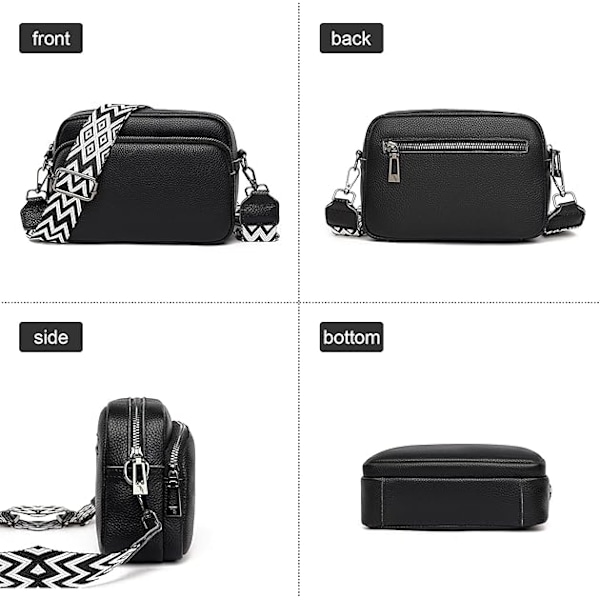 Crossbody-vesker for kvinner - Lærvesker og skuldervesker med justerbar bred rem Kameraveske for damer jenter Reiser Daglig bruk
