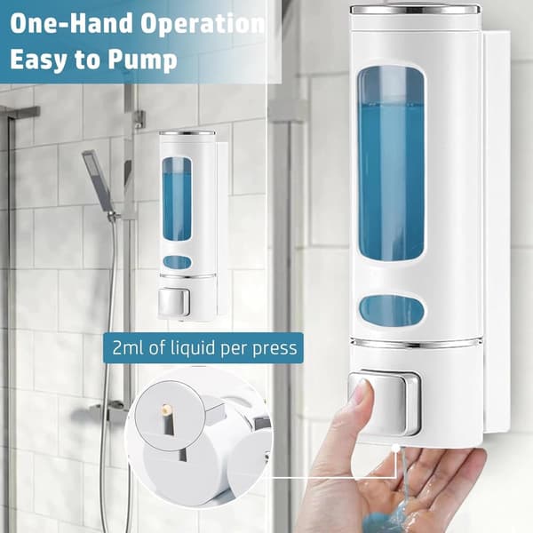 Såpedispenser - 400 ml - Enkel veggmontert håndsåpedispenser - dusjpumpe - påfyllbar dispenser