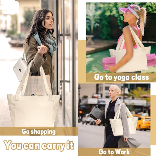 Yoga Pilates Måtte Taske Basic Canvas Tote med måttelomme_jarx