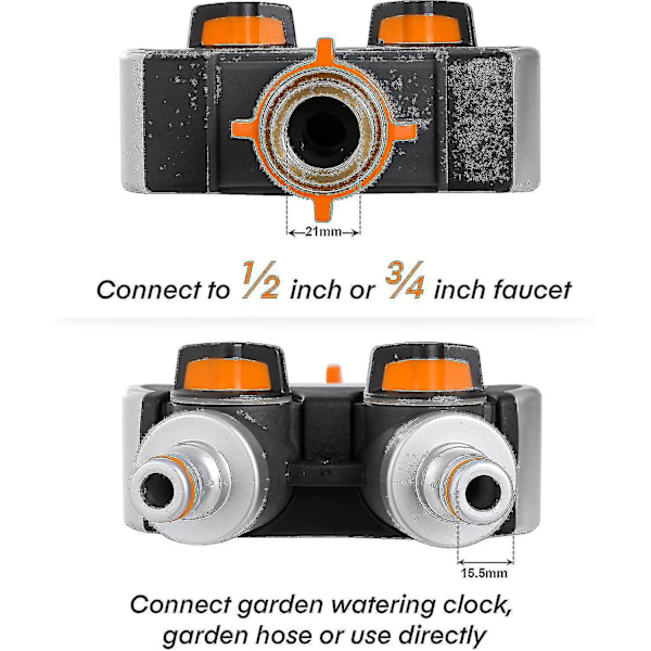 Trädgårdsslangfördelare Ventil Switch Metall Tvåvägs En-in-två-ut Shunt
