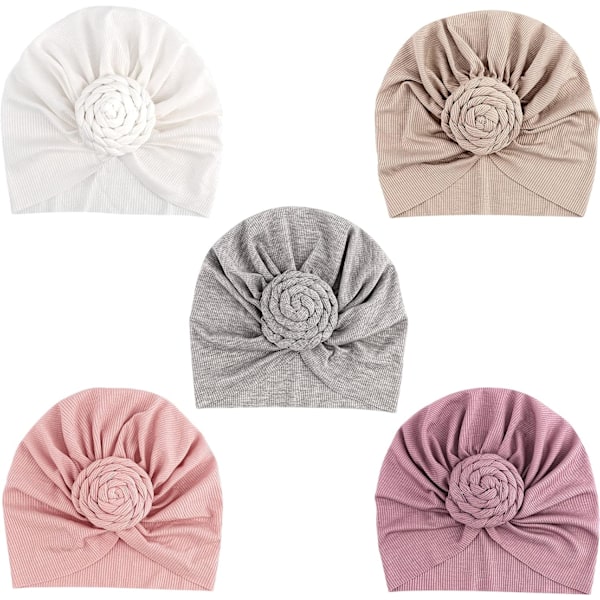 5 Pack Baby Turban Hats - Soft Knot Baby Beanies for Baby Girls and Toddlers