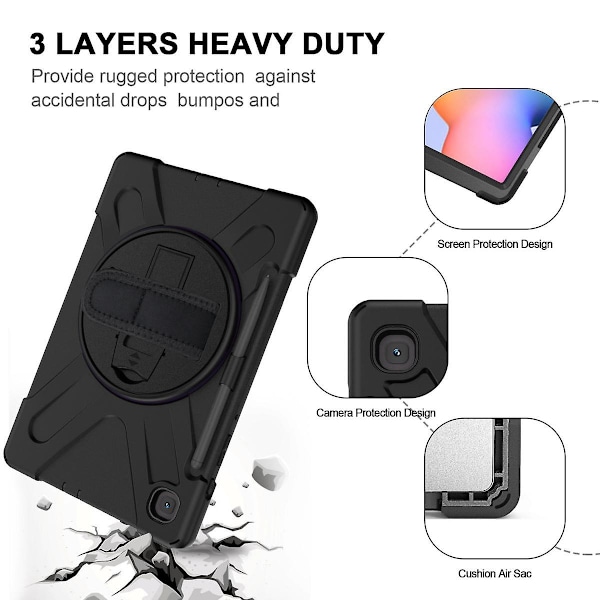 Fodral for Samsung Galaxy Tab S6 Lite 10.4 med pennholder, mykt og lett silikonfodral for Galaxy Tab S6 Lite 10.4 2020 Sm-p610/p615 Swivel Stativ