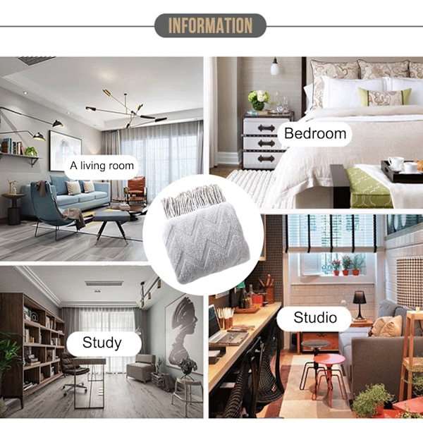 Strikket Plaid Varme Dekorative Netplaider Bløde Vævede Plaider til Sofa Seng Hjem Hotel Senge Dekoration Light gray