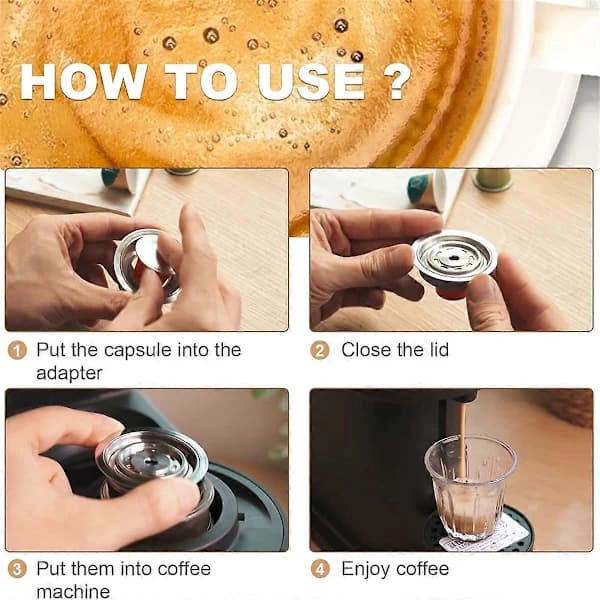 Nespresso Vertuo til Original kapseladapter, kaffeputeomformer i rustfritt stål av matkvalitet for Vertuo-maskiner, sølv Silver