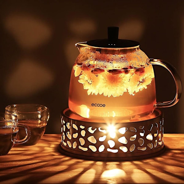 Rustfrit stålvarmer med te-lys holder, tevarmer, kaffevärmer, te-lys, tevarmer, ingen rasling, rechaud egnet til