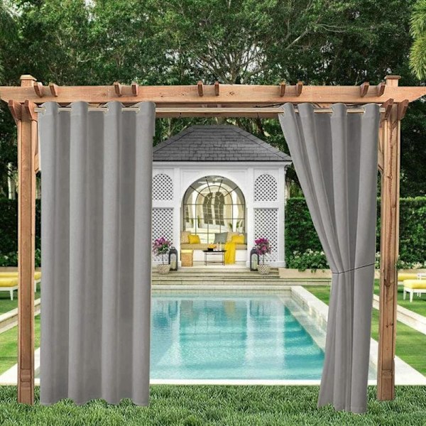 Udendørs Gardiner Have Terrasse Pavillon Mørklægningsgardin Vindtæt UV-beskyttelse Skimmelresistent, Termisk Isolerende Gardiner med Øjer, B 132cm x H