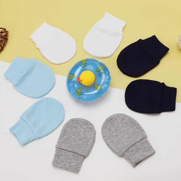 Bomulds Baby Vanter til Nyfødte - Ridsefrie Handsker til 0-6 Måneder 8 Sets of baby mittens MT-13