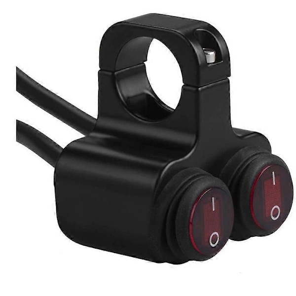 12V Vandtæt Motorcykel ATV Bike 22mm 7/8 tommer Styr Dobbeltkontrol Dødknap Forlygte Kontakt Hazard Bremse Tågelygte Tænd Sluk Kontakt
