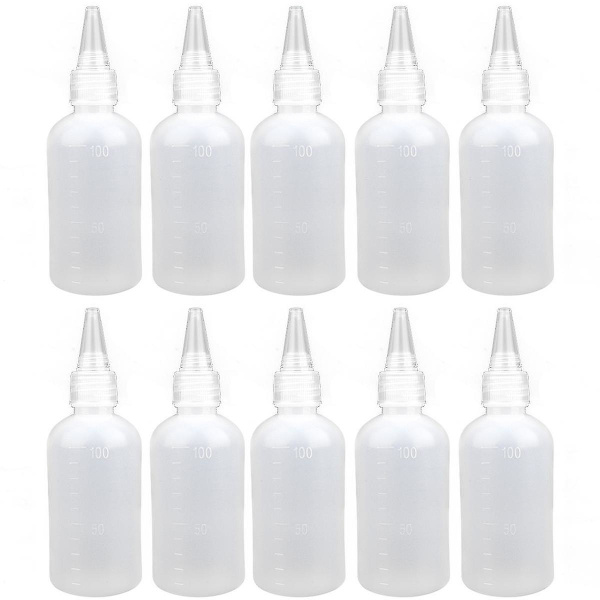 10 st plastflaskor, 100 ml små pressflaskor, dispenserflaskor, plastflaskor, pressflaskor med droppflaskor för resor, tomma flaskor