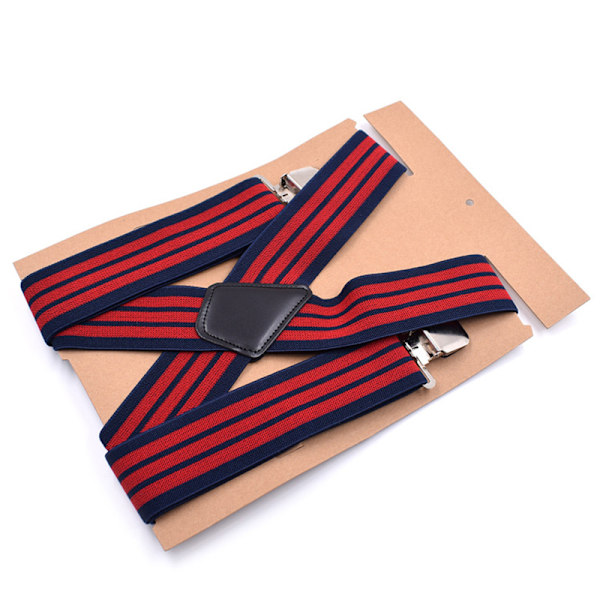 Herr Hängselhängslen seler 5 cm rygg Heavy Duty Biker Snowboard Bukser Elastiske 4 klips Wine Red