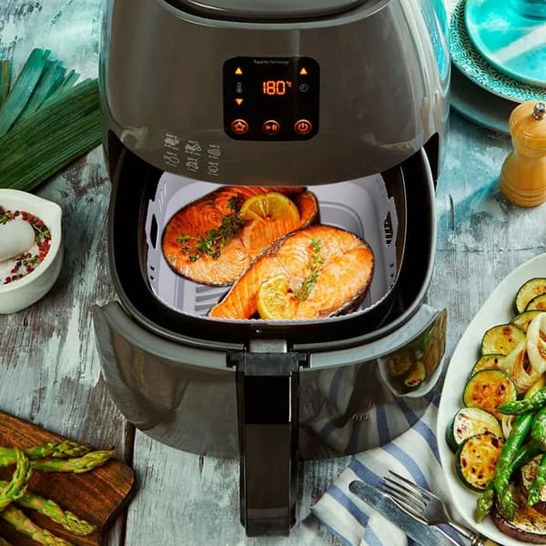 Firkantet Airfryer Tilbehør Airfryer Bageform med Silikonemåtte Airfryer Silikone Bageform, Grå