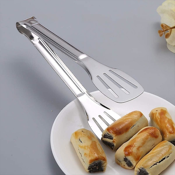 8 stk rustfrie kjøkkentenger, kaketang grilltang matpinsett serveringstang for servering matlaging baking steking buffet salat (2 størrelser)
