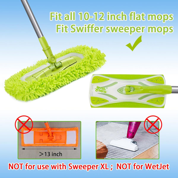 Återanvändbara torrmoppdukar i mikrofiber för våtmoppar Kompatibla med Swiffer Sweeper Mop Ersättningsmoppar för rengöring av golv med hårda träytor 4 Pack