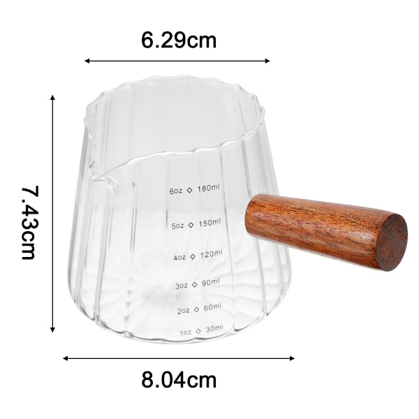 Espressokoppar 6OZ, Espressotillbehör, Expresso Shots Kopp, Espressoshotglas med V-formad Mun, Ribbad Mjölkskummare, Glasmätare Style 1