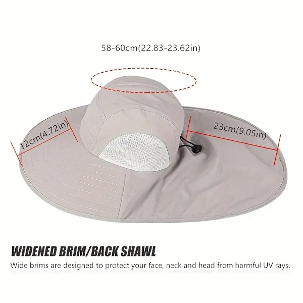 UV-skyddande solhatt med brett brätte och nackskydd för utomhusbruk - Unisex fiskehatt för vandring, fiske och annat