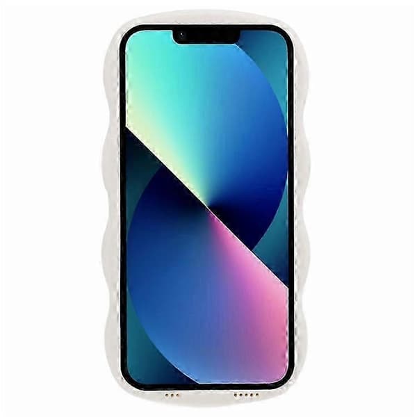 WT Series iPhone 13 Case, Wavy Edge Hard PC + Soft TPU Protective Cover, Slim Phone Case White