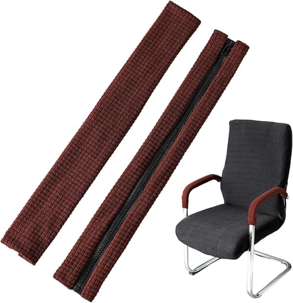 par - Armlenetrekk til kontorstol, datamaskin, avtakbart, elastisk, vanntett, støvbeskyttelse for gamingstoler 45*16 cm, Brun_yu