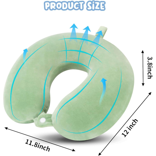 Reisepute Nakkepute Memory Foam Reiseputer Hodestøttepute for Fly T tog Bil Kontor Reise Essensielle Flypute for en Lang Tid Grå Gr Green One Size