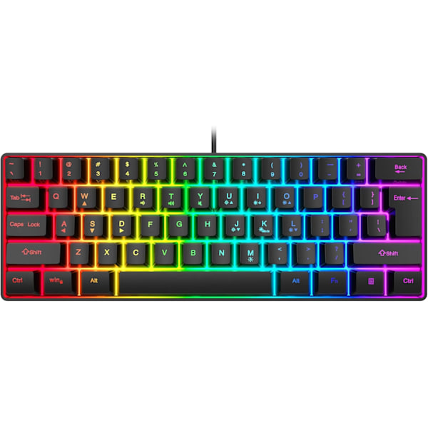 60% Trådbundet Gamingtangentbord, RGB-bakgrundsbelyst Ultrakompakt Mini