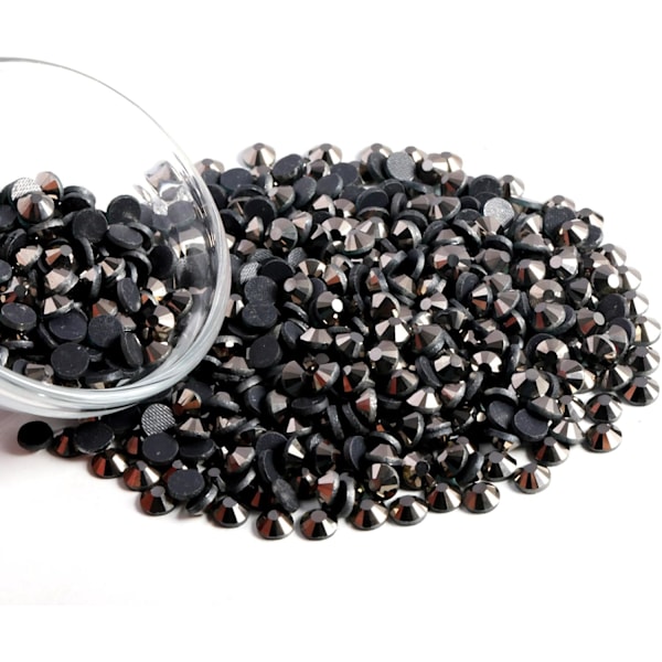 6000 kpl Hematiitti Hotfix Strassikiviä, SS10, 2,7-2,9 mm askarteluun ja vaatteisiin, Hematiitti Hematite SS10