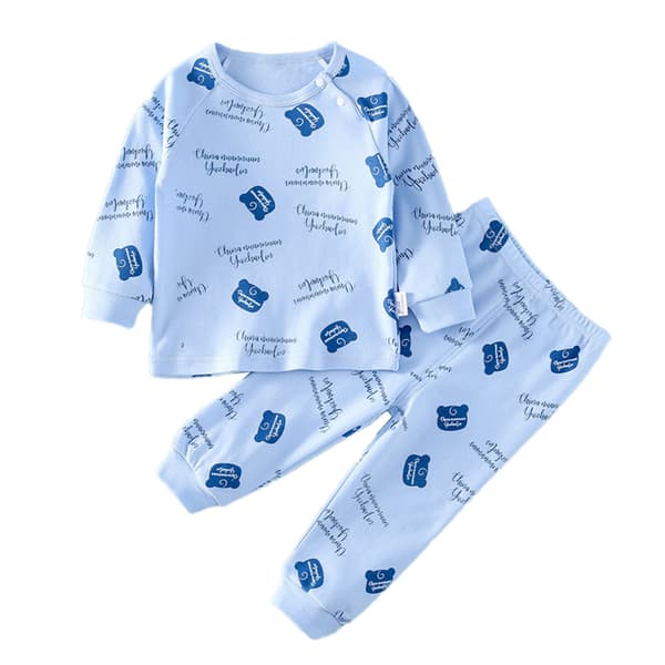Bebis hjem tøj sæt bomuld forår og efterår baby langærmet børne pyjamas sæt
