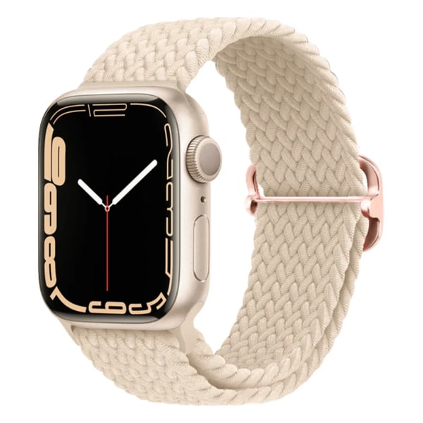 Flettet Loop til Apple Watch Rem 44mm 40mm 45mm 41mm 42mm 38mm 49mm Elastisk Solo Armbånd iWatch serie 9 ur 7 5 6 Ultra2 Rem 2.Stjernelys 2.Starlight 38mm 40mm 41mm