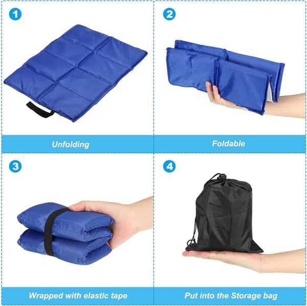 Utomhuskuddar 2-pack, vikbar vattentät Oxford-tyg, pärlbomull, bärbar för camping, picknick, resor, mörkblå